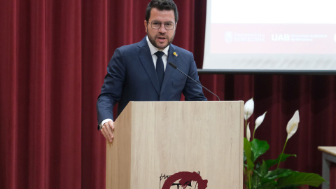 El president de la Generalitat de Catalunya, Pere Aragonès, durante la inauguración del curso del sistema universitario catalán, a 22 de septiembre de 2023, en Tarragona, Catalunya (España).