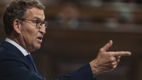 El líder del PP, Alberto Núñez Feijóo, durante el debate de investidura en el Congreso de los Diputados, a 26 de septiembre de 2023.