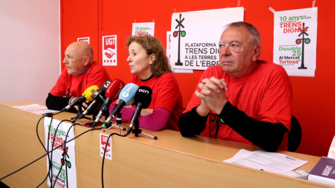 21/02/2023 - La roda de premsa de plataforma Trens Dignes, de les Terres de l'Ebre i el Priorat, per commemorar els seus 10 anys de vida.