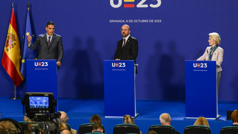 La rueda de prensa ofrecida tras la cumbre informal de la Unión Europea celebrada este viernes en Granada.