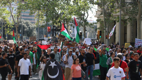 14/10/2023 - La manifestació d'aquest dissabte a Barcelona en suport de Palestina.