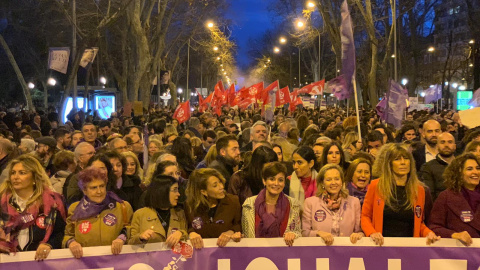 Cabecera del PSOE durante la manifestación de la Comisión 8M en Madrid, a 8 de marzo de 2023. - Alfredo Langa