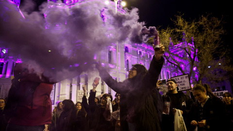 People take part in a protest to mark International Women's Day in Madrid, Spain, March 8, 2023. REUTERS/Juan Medina