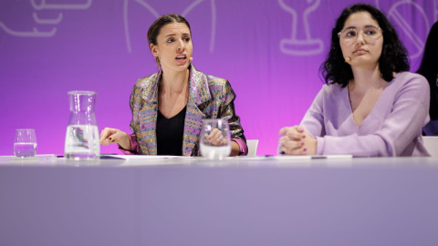 La ministra de Igualdad, Irene Montero, durante un acto institucional del Día Internacional de las Mujeres, en el Teatro Pavón, a 8 de marzo de 2023, en Madrid.