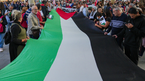 Imágenes de los manifestantes contra los bombardeos en Gaza, a 23 de octubre de 2023 en Sevilla