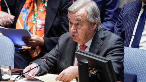 El secretario general de la ONU, Antonio Guterres, durante la reunión del Consejo de Seguridad, este 24 de octubre de 2023 en Nueva York.