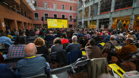 Una imatge de tots els candidats i candidates de les eleccions municipals que han acudit aquest dissabte a la trobada municipalista d'ERC al Campus de la UPF. — ERC