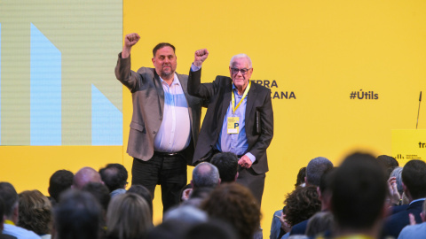 L'alcaldable per Barcelona d'ERC, Ernest Maragall, amb el president del partit, Oriol Junqueras.