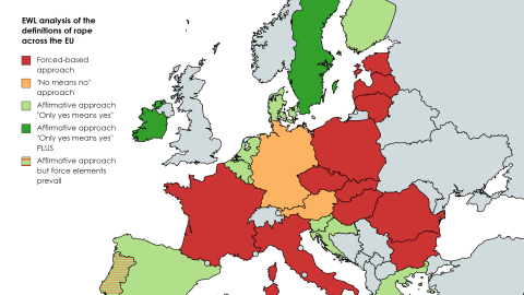 Mapa sobre los modelos de legislación sobre la violencia sexual de cada país de la UE.