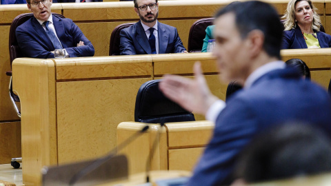 l presidente del Gobierno, Pedro Sánchez, comparece en un pleno del Senado, a 31 de enero de 2023, en Madrid (España).