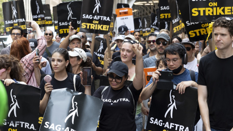 El Sindicato de Actores de Hollywood durante una manifestación en Nueva York, a 17 de julio de 2023.