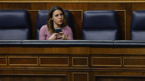 La ministra de Igualdad, Irene Montero, durante la primera jornada de la moción de censura de Vox.