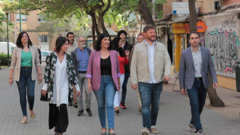 Velarde, Morillas, Sguiglia y Valero, en Málaga, este lunes.