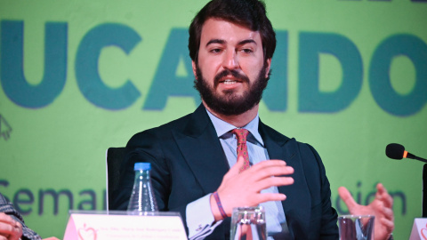 El vicepresidente de la Junta de Castilla y León, Juan García-Gallardo, en su intervención en en el acto inaugural de la VII Semana de Formación 'Enseñar Educando'.