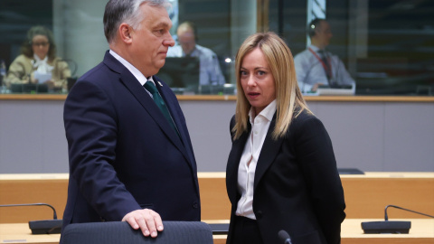 La Primera Ministra de Italia, Giorgia Meloni, y el Primer Ministro de Hungría, Viktor Orban, en una foto de archivo.