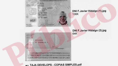 Copia del DNI de la identidad falsa del comisario José Manuel Villarejo bajo el nombre de Francisco Javier Hidalgo Estévez