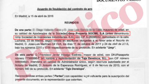 Extracto del contrato de alquiler de la oficina de Pedro Teixeira, 8 con la sociedad GMP Property