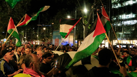 18/10/2023 - La manifestació en suport de Palestina i en contra dels atacs d'Israel a Gaza d'aquest dimecres a Barcelona.