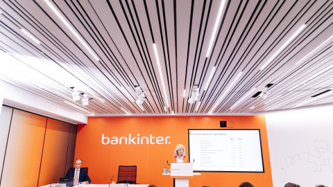 La consejera delegada de Bankinter, María Dolores Dancausa,  durante la presentación de los resultados del banco del tercer trimestre de 2023, en Madrid. E.P./Carlos Luján