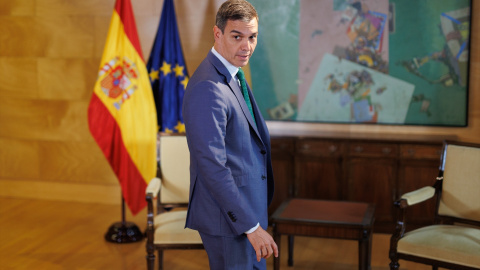 El secretario general del PSOE y presidente del Gobierno en funciones, Pedro Sánchez,  en el Congreso de los Diputados, a 9 de octubre de 2023, en Madrid