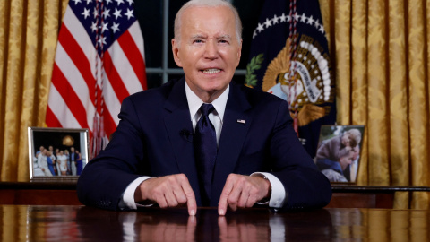 El presidente de EEUU, Joe Biden, en su discurso televisado desde la Casa Blanca, en Washington DC, a 19 de octubre de 2023.