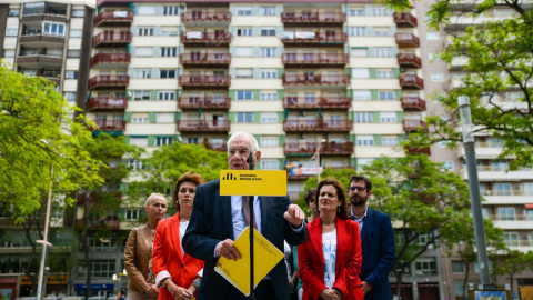 L'alcaldable d'ERC, Ernest Maragall, en un acte de campanya sobre el turisme a Barcelona.