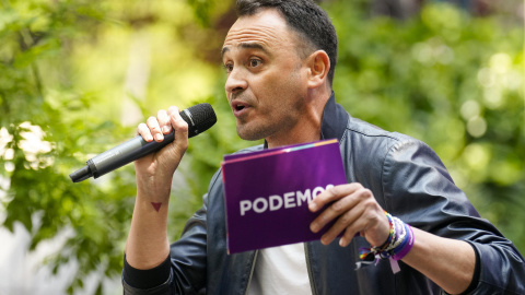 Roberto Sotomayor, candidato la alcaldía de la capital participa este domingo en el acto central de campaña de Podemos-IU-AV en Madrid.