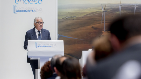 El consejero delegado de Endesa, José Bogas, durante su intervención en la junta  de accionistas, en la sede de la compañía, en Madrid. E.P./Alberto Ortega