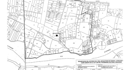 Plano de delimitación del denominado Real Monasterio de Santa maría de Sijena, en Villanueva de Sijena (Huesca) y su entorno