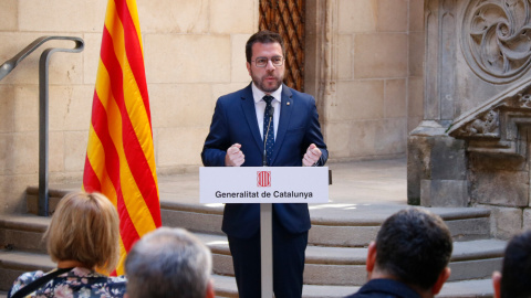 El president Pere Aragonès, intervé a l'acte del Dia de la República al Palau de la Generalitat