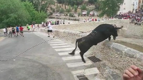 El toro se precipitó desde una altura de unos quince metros en Ontinyent.