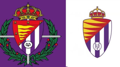 Antiguo escudo del Real Valladolid y el actual.