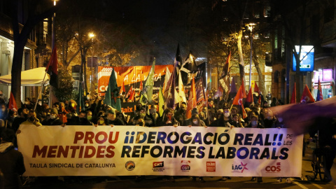 Manifestació del dissabte 29 de gener a Barcelona contra la reforma laboral.