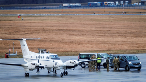 05/02/2022 Uno de los aviones estadounidenses que han llegado al aeropuerto polaco de Jasionka