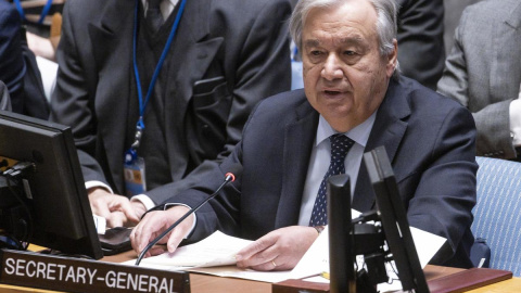 António Guterres en un encuentro de la ONU sobre la guerra entre Israel y Hamás, a 29 de noviembre de 2023, en Nueva York.