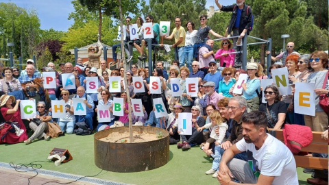 Los vecinos de Chamberí dan un paseo Jane por el recién inaugurado parque, a 22 de mayo de 2023.