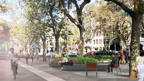 Imatge generada sobre la remodelació dels Jardinets de Gràcia