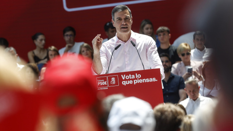 El secretario general del PSOE y presidente del Gobierno, Pedro Sánchez, interviene en un mitin hace dos días.