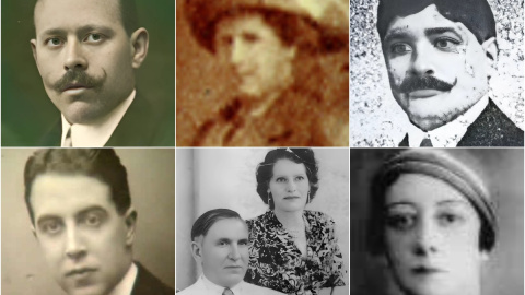 Emilio Pallás, Fermina Oliva, Servando Ovies, Víctor Peñasco, Julián Padró, Florentina Durán y María Josefa Pérez.