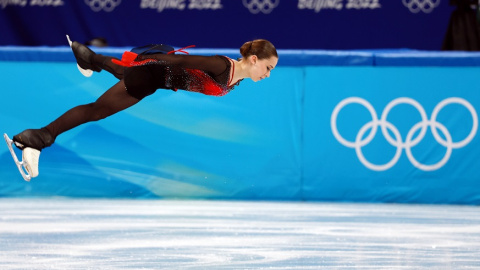 8/2/22-Kamila Valieva de Rusia durante la prueba de Patinaje Individual Femenino - Patinaje Libre del Evento del Equipo de Patinaje Artístico en los Juegos Olímpicos de Beijing 2022, 07 de febrero de 2022.