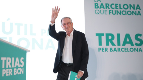 El candidato de Junts a la alcaldía de Barcelona, Xavier Trias, durante el cierre de campaña.