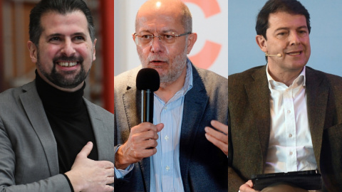 Los candidatos a las elecciones de Castilla y León Luis Tudanca (PSOE), Alfonso Fernández Mañueco (PP), y Francisco Igea (Ciudadanos).