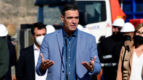 El presidente del Gobierno, Pedro Sánchez, en Níjar (Almería).