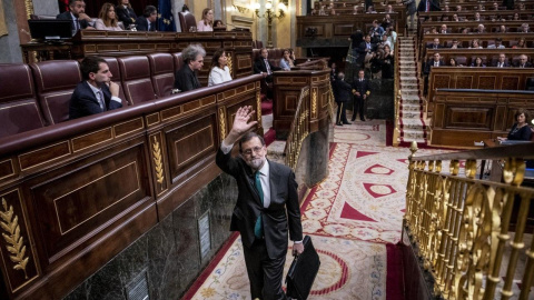 El expresidente del Gobierno, Mariano Rajoy, se despide del Congreso el 31 de mayo de 2018 tras la presentación de la moción de censura liderada por Pedro Sánchez.