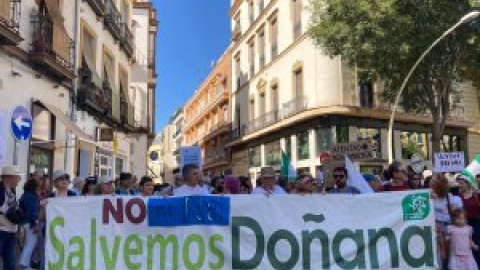 Una multitudinaria marcha presiona a Moreno Bonilla para que rectifique la ley que amplía regadíos en Doñana