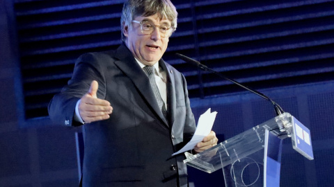 25/04/2024 - Carles Puigdemont durant l'acte d'inici de campanya de Junts per a les eleccions del 12-M, celebrat a Argelers.