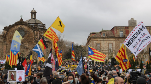 12/02/2022 - La concentració de l'ANC d'aquest dissabte davant del Parlament per criticar la "inacció" dels partits independentistes.