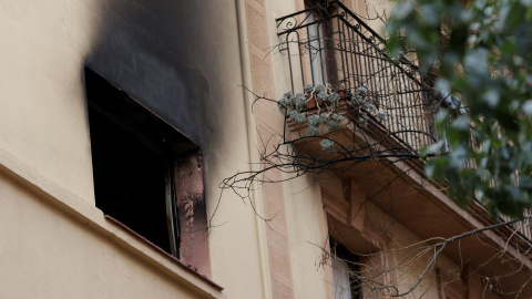 Ventanas del Hotel Coronado de Nou de la Rambla de Barcelona, donde se ha producido un incendio