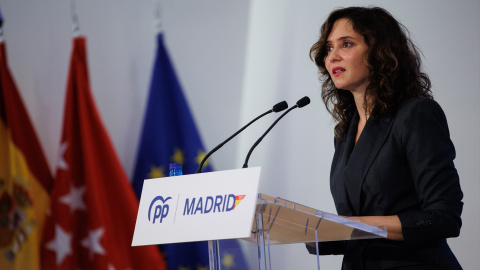 28/04/2024 La presidenta de la Comunidad de Madrid, Isabel Díaz Ayuso, en el Centro Municipal Hub El Cantizal (Madrid), a 27 de abril de 2024.