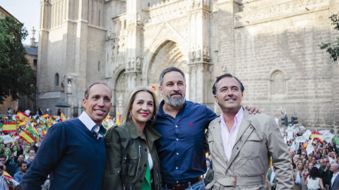 Santiago Abascal durante la clausura el acto de cierre de campaña, a 26 de mayo de 2023, en Toledo.